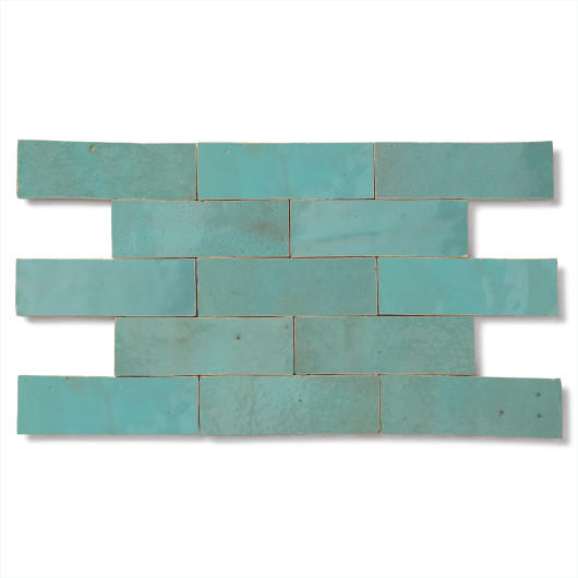 Carrelage Zellige Marocain Bleu Maldives 5x15 cm