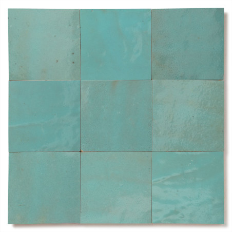 Carrelage Zellige Marocain Bleu Maldives 10x10 cm
