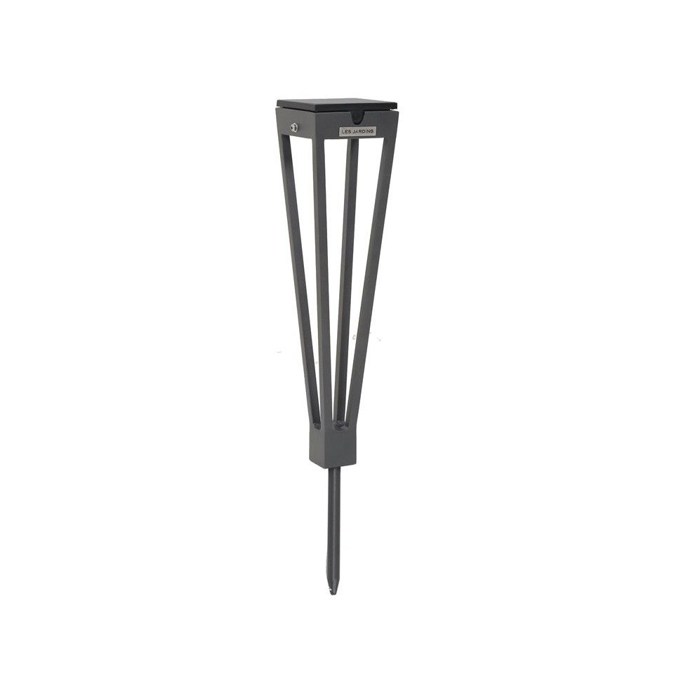 Torche solaire extérieure à planter Tulipe Aluminium Gris H.82-137 cm