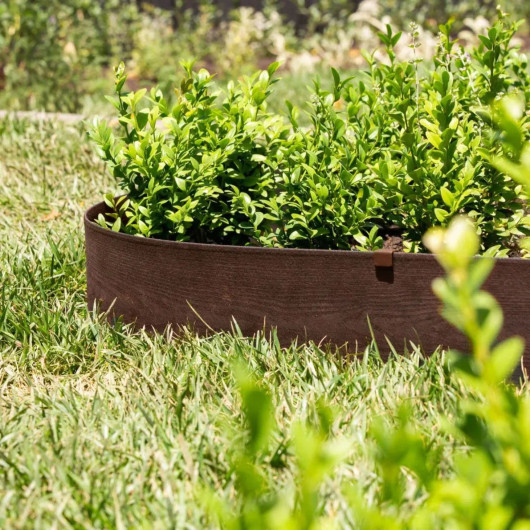 Bordure de jardin rouleau Plastique Recyclé effet Bois 10 m x 14 cm