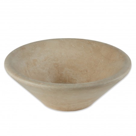 Vasque à poser ronde cône en pierre naturelle Travertin Beige 40x15 cm
