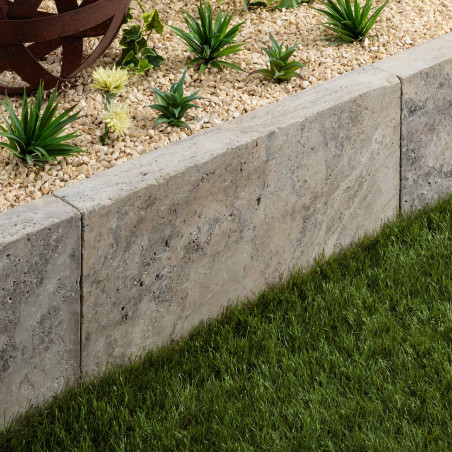 Bordure de jardin Travertin Gris Silver 70x35x8 cm