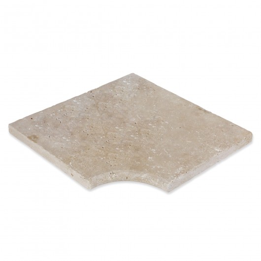Margelle angle en pierre naturelle Travertin Beige