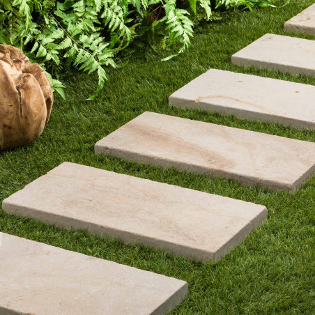 Pas japonais Rectangle Pierre de Bourgogne Beaunotte Beige 60x30x3,8 cm