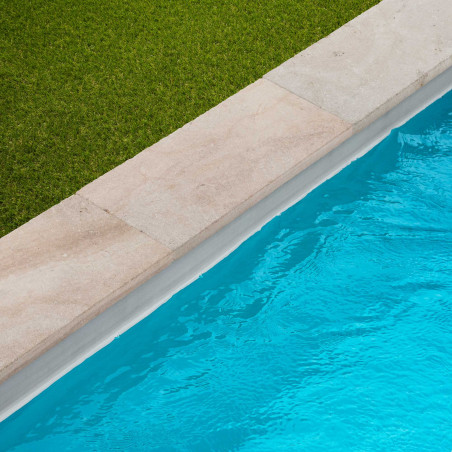 Margelle de piscine Pierre de Bourgogne Beaunotte Beige 60x30x3,8 cm Bord Droit