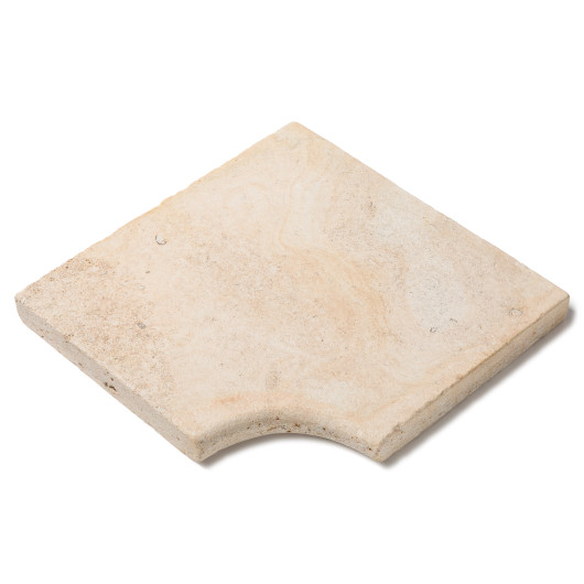 Margelle angle rentrant Pierre de Bourgogne Beaunotte Beige 42,5x42,5x3,8 cm Bord 1/2 Rond