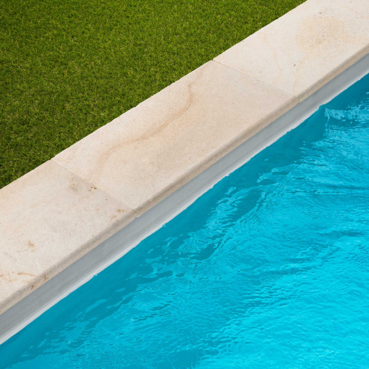 Margelle de piscine Pierre de Bourgogne Beaunotte Beige 60x30x3,8 cm Bord 1/2 Rond