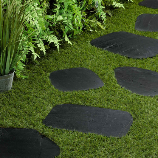 Pas japonais Irrégulier Ardoise Noire 30-40x1-2 cm