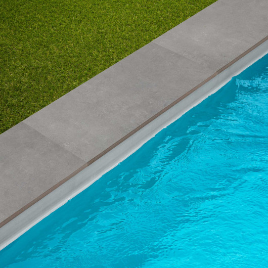 Margelle de piscine grès cérame effet béton Gris 60x28x2 cm R11 Bord Droit