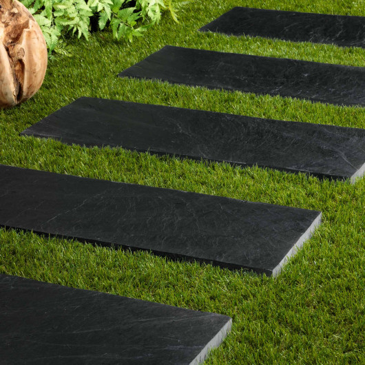 Pas japonais Rectangle Ardoise Noire 80x30x2-3 cm