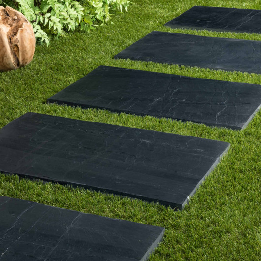 Pas japonais Rectangle Ardoise Noire 80x50x2-3 cm