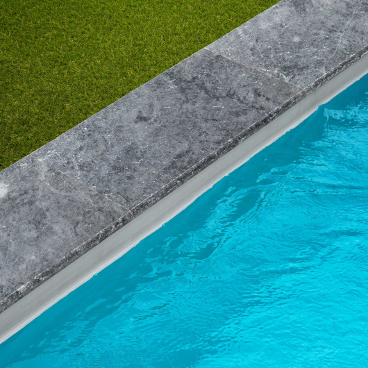 Margelle de piscine Pierre d'Adana Gris Bleu 61x33x3 cm Bord 1/2 Rond
