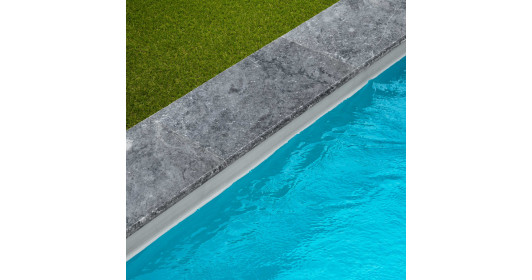 Margelle de piscine Pierre d'Adana Gris Bleu 61x33x3 cm Bord 1/2 Rond