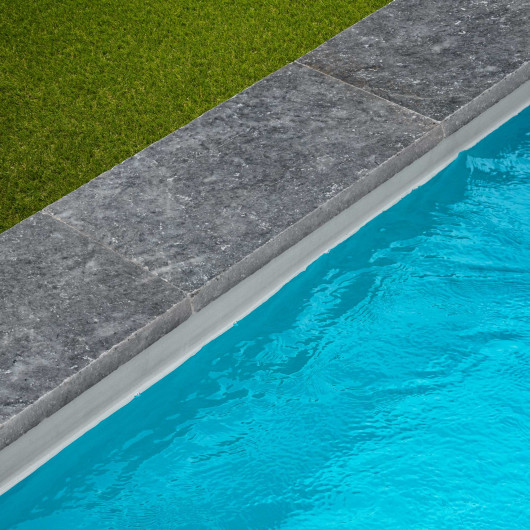Margelle de piscine Pierre d'Adana Gris Bleu 61x33x5 cm Bord Droit