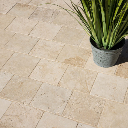 Pavé Travertin Beige Nuancé 15,25x15,25x3 cm
