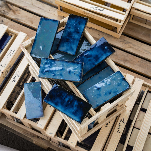 Zellige Marocain brut Magic blue 7,5x15 cm (lot 1 m²)
