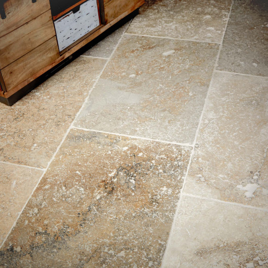 Carrelage Travertin Rustique Nuancé 90x60x1,2 cm - Intérieur et Extérieur