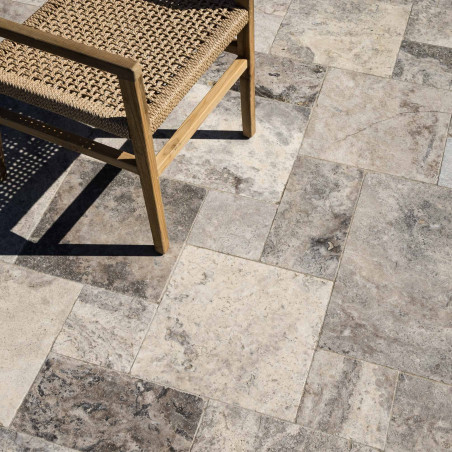 Carrelage Travertin Gris Silver Opus 4 x1,2 cm - Intérieur et Extérieur