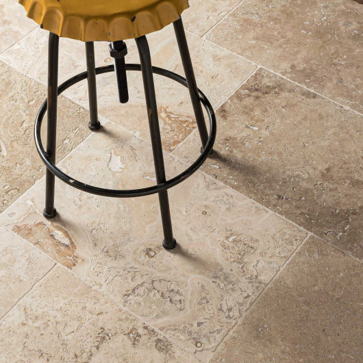 Carrelage Travertin Rustique Nuancé 61x40,6x1,2 cm - Intérieur et Extérieur