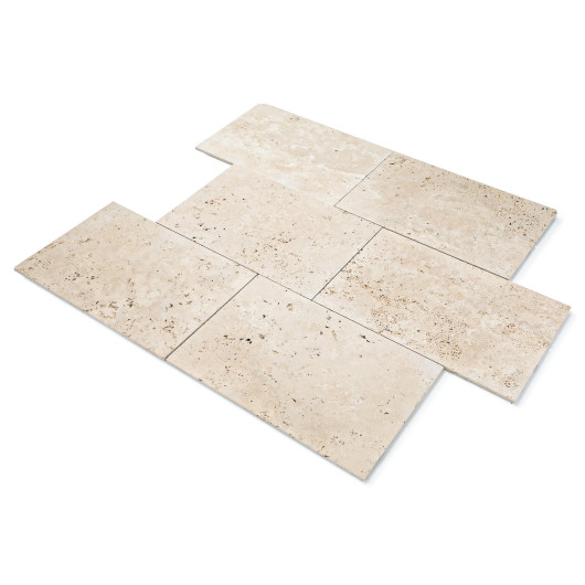 Carrelage Travertin Rustique Clair 61x40,6x1,2 cm - Intérieur et Extérieur