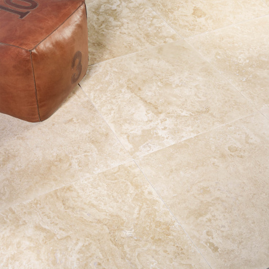 Carrelage Travertin Beige Clair Adouci 61x61x1,2 cm - Intérieur