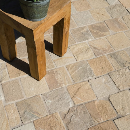 Pavé Grès Kandla Beige 14x14x3-5 cm