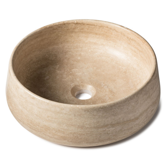Vasque à poser ronde bol Travertin Beige 41x16 cm