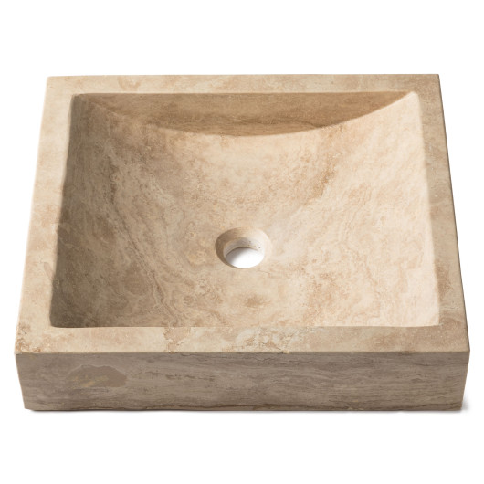 Vasque à poser rectangulaire Travertin Beige 45x40x10 cm