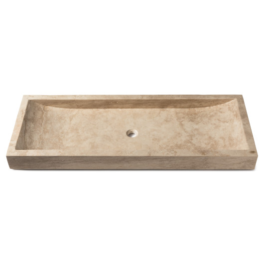 Vasque à poser rectangulaire Travertin Beige 120x45x10 cm