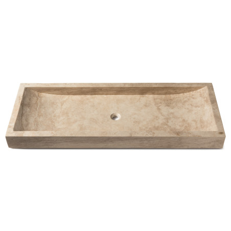 Vasque à poser rectangulaire Travertin Beige 120x45x10 cm