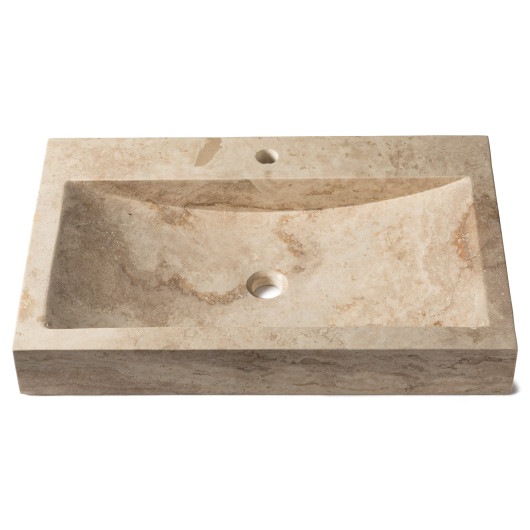 Vasque à poser rectangulaire  Travertin Beige 70x45x10 cm avec perçage