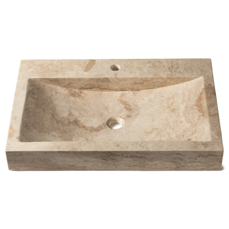 Vasque à poser rectangulaire  Travertin Beige 70x45x10 cm avec perçage