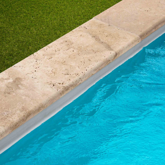 Margelle de piscine Travertin Beige Nuancé 61x33x5 cm Bord 1/2 Rond