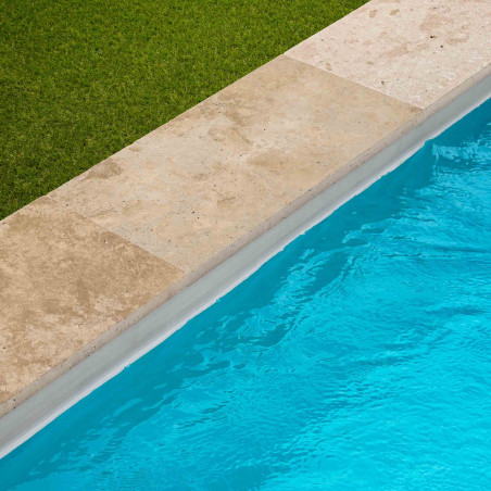 Margelle de piscine Travertin Beige Nuancé 61x33x3 cm Bord Droit