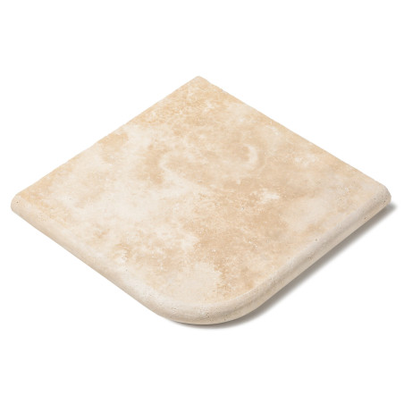 Margelle angle sortant Travertin Beige Clair 33x33x3 cm Bord 1/2 Rond