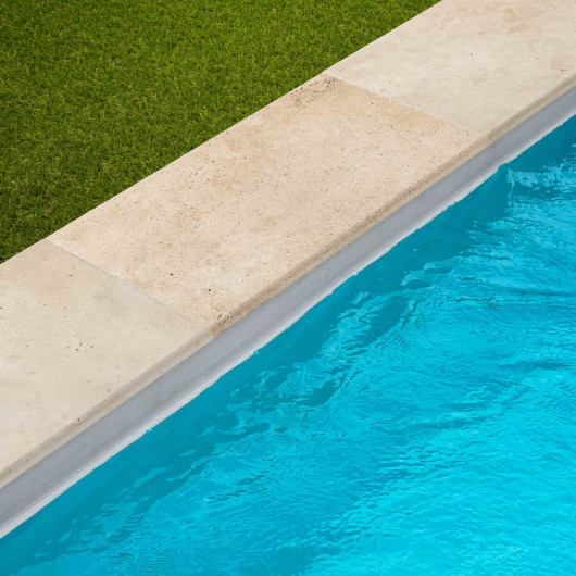 Margelle de piscine Travertin Beige Clair 61x33x3 cm Bord 1/2 Rond