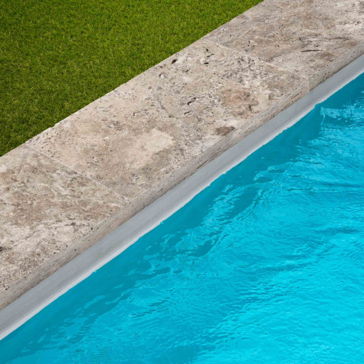 Margelle de piscine Travertin Gris Silver 61x33x5 cm Bord Droit