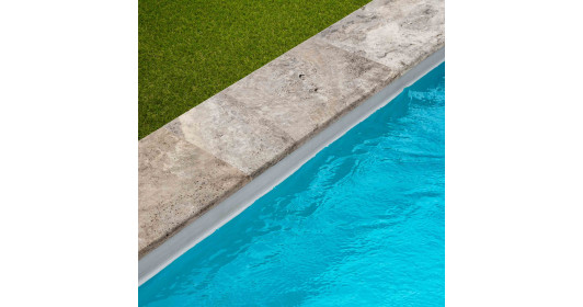Margelle de piscine Travertin Gris Silver 61x33x3 cm Bord 1/2 Rond