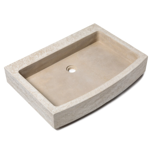 Evier à poser 1 bac en pierre naturelle beige old cottage 90x60-65x15 Arc