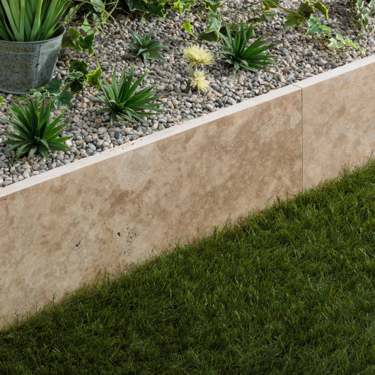 Bordure de jardin Travertin Beige Nuancé 100x33x3 cm