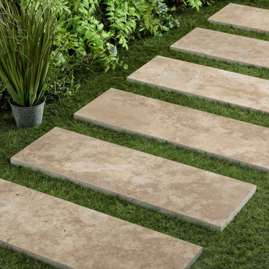 Pas japonais Rectangle Travertin Beige Nuancé 100x33x3 cm