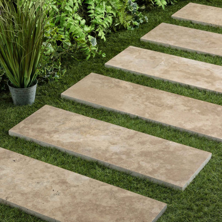 Pas japonais Rectangle Travertin Beige Nuancé 100x33x3 cm