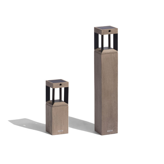 Borne solaire extérieure Teckalu en Bois et Aluminium - 90 + 45 cm (lot)