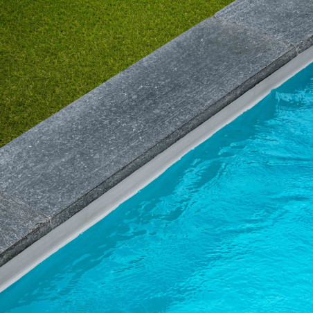 Margelle de piscine Pierre Bleue du Vietnam 100x30x5 cm Bord Droit