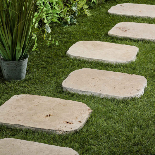 Pas japonais Irrégulier Travertin Beige Nuancé 33-45x3 cm