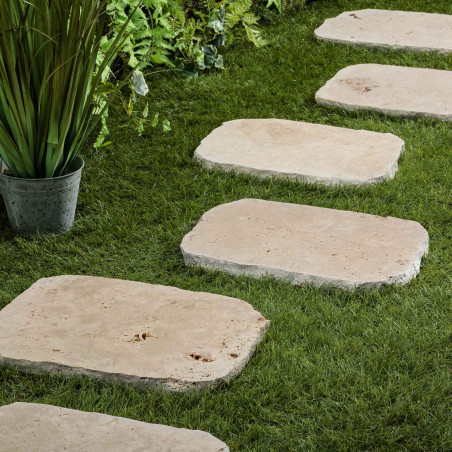 Pas japonais Irrégulier Travertin Beige Nuancé 33-45x3 cm