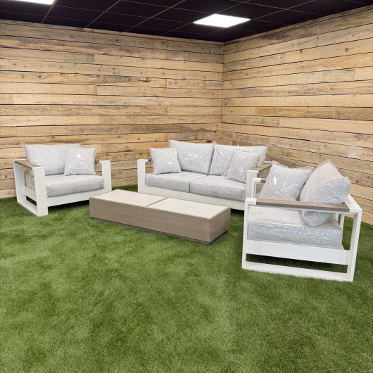 Ensemble salon de jardin RANCHO en Aluminium blanc et Duratek
