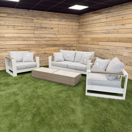 Ensemble salon de jardin RANCHO en Aluminium blanc et Duratek