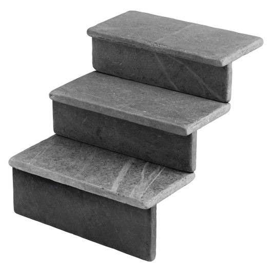Dessus de marche Ardoise Noire Vieillie 50x25x3 cm Bord Droit