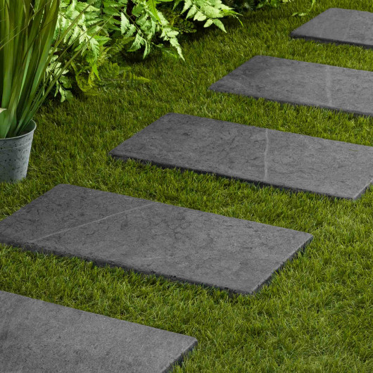 Pas japonais Rectangle Ardoise Noire Vieilli 60x30x3 cm